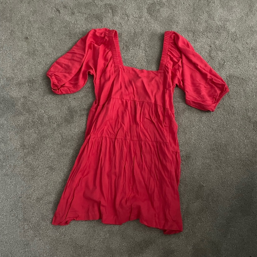 Red, babydoll, long sleeve dress